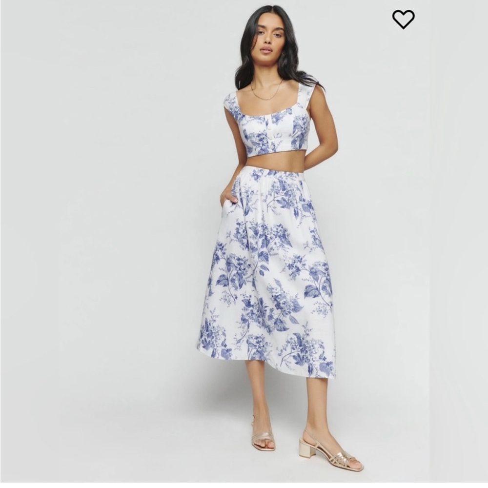 Reformation Teya Linen Two Piece Lupine Size 6